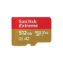 Load image into Gallery viewer, SANDISK 512GB Extreme microSDXC UHS-I Memory Card with Adapter - C10, U3, V30, 4K, 5K, A2, Micro SD Card - SDSQXAV-512G-GN6MA, GoldRed_1