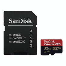 Load image into Gallery viewer, SanDisk Extreme PRO microSDHC Memory Card Plus SD Adapter up to 100 MB/s, Class 10, U3, V30, A1 - 32GB SDSQXCG-032G, Red_1