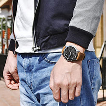 Load image into Gallery viewer, SAPPHERO Watch for Men Chronograph 100M Waterproof Stylish Business Casual Quartz Mens Watches Leather/Stainless Steel Band Luminous Calendar Young Mens Watches, SilverBlackL_931