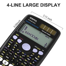 Load image into Gallery viewer, Scientific Calculators, IPepul Math Calculator with 417 Function, Solar Battery Power and 4-Lines Display, School Supplies for Middle High College Students Teachers (Black)_645