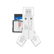 Load image into Gallery viewer, SD Card Reader for iPhone/ipad/Android/Mac/Computer/Camera, 4 in1 Micro SD Card Reader Trail Camera Viewer, Portable Memory Card Reader SDCard Adapter for SD & TF Cards (White)_1