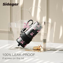 Load image into Gallery viewer, SDGA+ 24 oz Stainless Steel Tumbler with Lid and Straw, Insulated Water Bottle Leak Proof for Hot and Cold, Portable Travel Coffee Mug, Reusable Coffee Cup for Women, Bow, SilverBlackBow_5609