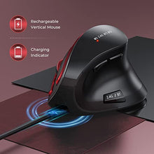 Load image into Gallery viewer, seenda Ergonomic Mouse, Wireless Vertical Mouse - Rechargeable Optical Mice for Multi-Purpose (Bluetooth 5.0 + Bluetooth 3.0 + USB Connection) Compatible Apple Mac and Windows Computers - Red, BlackandRed_2270
