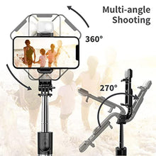 Load image into Gallery viewer, Selfie Stick with Fill Light, 104cm Extendable Selfie Stick Tripod with Wireless Remote, 3 Light Modes, 6 Brightness Levels, Compatible with iPhone 14/13/12/11, Samsung Galaxy, Google, Huawei, etc, BlackLight_625