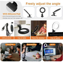 Load image into Gallery viewer, Selfila Ring Light 5 Inch USB Portable, 3200K-6500K Dimmable LED Clip on for Laptop Computer Monitor Phone, Content Creator Makeup Conference Selfie Video (Black)_1521