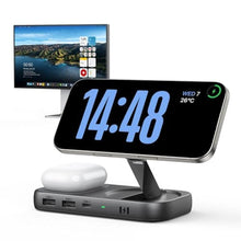 Load image into Gallery viewer, Selore USB C Hub with Wireless Charging for MacBook: 4K@60Hz HDMI, 100W PD, 15W Qi2 + 5W Wireless, 10Gbps Ports, iPhone Mirroring Docking Station & Magsafe Stand, Space-Saving Desk Organizer(Black)_1