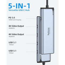 Load image into Gallery viewer, Selore USB-C Splitter with Dual 4K@60Hz Video Output,USB-C to USB-C Hub Dual Video Monitor with DP Alt Mode,10Gbps Data Transfer,100W PD,Docking Station Dual Monitor for Laptop iPad Dell HP and More, Silver_4269