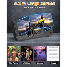 Load image into Gallery viewer, SEMIER 720p 4.3" Screen AM FM SW Movie Video Radio with Bluetooth, Rechargeable Pocket Digital Movie Video Player Radio, Support USB/Micro SD Card, 5W Loud Speak and Headphone Jack for Travel Gifts, Grey_3698
