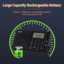 Load image into Gallery viewer, SEMIER Portable AM FM SW Bluetooth Radio with 1200mah Rechargeable Battery, Small Shortwave Radio Digital Tuning, LCD Display, Support USB and Micro SD Card, Build-in Bass Speaker and Earphone Jack, Black_2280
