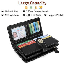 Load image into Gallery viewer, SENDEFN Wallets for Women Leather Credit Card Holder with RFID Blocking Large Capacity Wristlet, NaturalBlack_1160