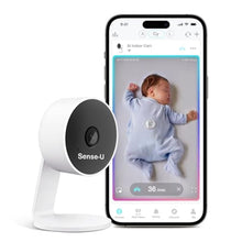 Load image into Gallery viewer, Sense-U AI Baby Camera Monitor with Sensor-Free Sleep Breathing Movement Detection, Smart Security Indoor Video Camera with Background Audio, Sound Detection, No Monthly Fee, for Peace of Mind, white_1