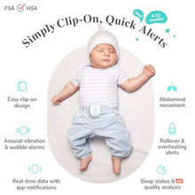 Load image into Gallery viewer, Sense-U Pro Baby Monitor Breathing Movement, Rollover & Overheating Trackers for Better Sleep, Simple Clip-On Smart Sleep Monitor with Arousal Vibration, Audible Alerts & Sleep Analysis, Green_3972