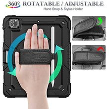 Load image into Gallery viewer, SEYMAC stock Case for iPad Pro 12.9'' 2022/2021/2020/2018 with Screen Protector 360 Rotating Stand Hand Strap, Drop-Proof Case for iPad Pro 12.9''(6th/5th/4th/3rd Generation), Black_7779