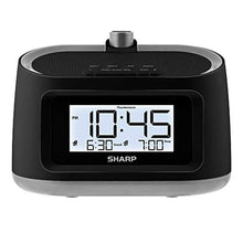 Load image into Gallery viewer, Sharp LCD and Projection Alarm Clock with 8 Soothing Nature Sleep Sounds Project onto Wall or Ceiling, Black with Gunmetal Trim, BlackGunmetalTrim_1