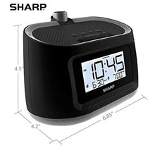 Load image into Gallery viewer, Sharp LCD and Projection Alarm Clock with 8 Soothing Nature Sleep Sounds Project onto Wall or Ceiling, Black with Gunmetal Trim, BlackGunmetalTrim_1411