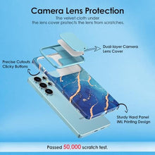 Load image into Gallery viewer, SHEDEER for Samsung Galaxy S25 Ultra Case with Slide Camera Cover & Screen Protector, Anti-Yellowing Chic Pattern, Shockproof Anti-Scratch Slim Thin Phone Cover Samsung S25 Ultra 6.9'', Ocean Blue, OceanBlue_1209