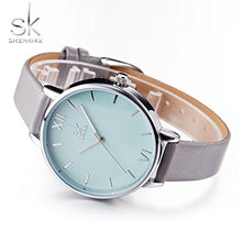 Load image into Gallery viewer, SHENGKE Creative Simplicity Women Watch Genuine Leather Elegant Women Watches Ladies Business Wristwatch(Grey)_104