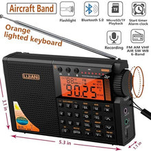 Load image into Gallery viewer, Shortwave Radio AIR/VHF/AM/FM/Weather 6-Bands, black_252