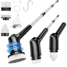 Load image into Gallery viewer, Shower Scrubber with Long Handle for Cleaning Bathroom, Electric Spin Scrubber Cleaning Brush with IPX7 Waterproof & 2Speed, 3Brush Heads, Bathroom Cleaning Supplies for Shower Tub Tile Toilet, Black_1