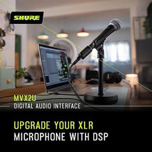 Load image into Gallery viewer, Shure MVX2U XLR-to-USB Digital Audio Interface, Headphone Jack, 60dB Gain, Zero-Latency Monitoring, 48V Phantom Power, ShurePlus App, USB-C Cable, Black_8386