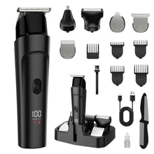 Load image into Gallery viewer, SIDHGN Beard Trimmer for Men 13 Pieces Grooming Kit, Cordless Hair Clippers, Men's Hair Trimmer for Nose Ear Face Mustache & Body Trimmer, Waterproof, with LED Display, Gifts for Men, Black, Silver_1