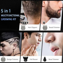 Load image into Gallery viewer, SIDHGN Beard Trimmer for Men 13 Pieces Grooming Kit, Cordless Hair Clippers, Men's Hair Trimmer for Nose Ear Face Mustache & Body Trimmer, Waterproof, with LED Display, Gifts for Men, Black, Silver_478