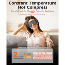Load image into Gallery viewer, Silk Cordless Heated Eye Mask, Washable Sleep Mask Warm Compress Mask Soft Pressure Free Shade Blindfold Electric Eye Heating Pad for Blepharitis Sinus Stye Gifts for Men Women (Grey)_3827