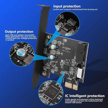 Load image into Gallery viewer, Sinefine PCIe x1 to USB 3.2 GEN1 5Gbp 19pin Front Panel Header (to Type-c Front Panel Header) + USB 3.0 20Pin Socket Expansion Card,Type-E Internal 20-pin Front Panel Connector, UP_521
