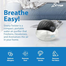 Load image into Gallery viewer, Sirena Twister Air Purifier (Black) - Water Filter Air Washer For Home and Office - Essential Oil Aroma Diffuser With LED Night light - Small Air Cleaner For Smoke and Pets_1235