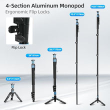 Load image into Gallery viewer, SIRUI AM-404FL Camera Monopod with Feet, 74.8 Inch Aluminum Video Monopod with Removable Base, Slim and Lightweight, Max Load 26.4lbs, 360Panorama Panning, 4-Section for Canon Nikon Sony_2196