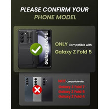 Load image into Gallery viewer, SIXBOX for Samsung Galaxy Z Fold 5 Case with Card Holder & S Pen Holder & Slide Lens Cover, Built-in Hinge Protection & Screen Protector, Durable Sturdy Phone Cover Case for Galaxy Z Fold 5, Black, BlackS_8358