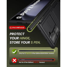 Load image into Gallery viewer, SIXBOX for Samsung Galaxy Z Fold 5 Case with Card Holder & S Pen Holder & Slide Lens Cover, Built-in Hinge Protection & Screen Protector, Durable Sturdy Phone Cover Case for Galaxy Z Fold 5, Black, BlackS_8360