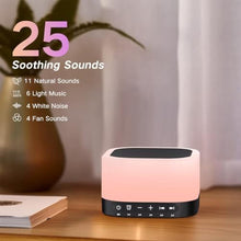 Load image into Gallery viewer, SleeZOO Sound Machine White Noise Machine with 25 Soothing Sounds 12 Colors Light with 10 Adjustable Levels 32 Adjustable Volumes 5 Timers Portable Sleep Machine for Adults Kids Baby (Black), Wood_591
