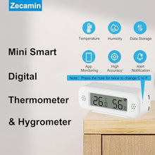 Load image into Gallery viewer, Smart Digital Thermometer Hygrometer, WiFi Indoor Temperature Humidity Sensor with App Alerts, Mini Room Temperature Meter with Data Storage and Export, Compatible with Alexa. 1PCS, white_1619