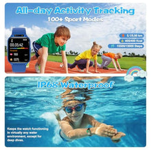 Load image into Gallery viewer, Smart Watch for Kids, 1.85" Fitness Tracker with Heart Rate, Sleep Monitor, IP68 Waterproof Smartwatches with Video Music, Pedometer, Game, NO APP/Phone, Gift for Boys Girls. (Classic, Black)_2655