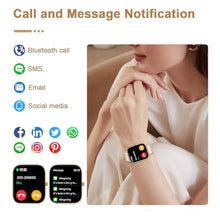 Load image into Gallery viewer, Smart Watch for Men Women Compatible with iPhone Samsung Android Phone 1.69 inch Full Touch Screen IP68 Waterproof Bluetooh Fitness Tracker Heart Rate/Sleep Monitor (Gold)_856