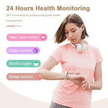 Load image into Gallery viewer, Smart Watch for Men Women Compatible with iPhone Samsung Android Phone 1.69 inch Full Touch Screen IP68 Waterproof Bluetooh Fitness Tracker Heart Rate/Sleep Monitor (Gold)_857