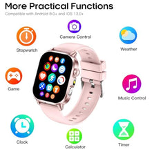 Load image into Gallery viewer, Smart Watch for Men Women, Health Fitness Tracker with 24/7 Heart Rate Blood Oxygen Blood Pressure Sleep Tracking, Bluetooth Calls, 450mAh Battery, IP68 Waterproof Activity Tracker with LED Flashlight, Black_130
