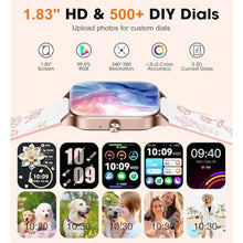 Load image into Gallery viewer, Smart Watch for Women(Answer/Make Calls),1.83"HD Screen,24/7 Heart Rate/Spo2/Sleep/ Monitor Pedometer,Fitness Tracker with 120+ Sports Modes,IP68 Waterproof,Compatible with iPhone/Android2 Bands_1108