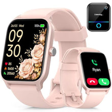 Load image into Gallery viewer, Smart Watches for Women with Alexa & Bluetooth Call,1.85" HD Screen Fitness Tracker,30-Day Battery, Heart Rate/Sleep/SpO2 Monitor,100+ Sports Modes,2ATM Waterproof Smartwatch for Android iPhone(Pink)_1