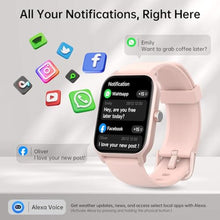 Load image into Gallery viewer, Smart Watches for Women with Alexa & Bluetooth Call,1.85" HD Screen Fitness Tracker,30-Day Battery, Heart Rate/Sleep/SpO2 Monitor,100+ Sports Modes,2ATM Waterproof Smartwatch for Android iPhone(Pink)_172