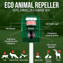 Load image into Gallery viewer, Smartify Creations New 2026 Solar Deer Repellent Device Outdoor Solar Animal Repeller for Outside Rainproof Solar Rodent Repellent Outdoor Animal Deterrent for Deers, Cats, Dogs, Mice, Birds, GreenSilver_397