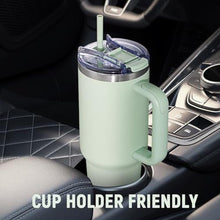 Load image into Gallery viewer, SMLIXE 40 oz Tumbler with Handle and Straw Lid,Insulated Reusable Stainless Steel Water Bottle Travel MugCupholder Friendly Double Wall Vacuum Sealed Cup (Light Green), LightGreen_6690
