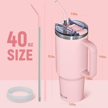 Load image into Gallery viewer, SMLIXE 40 oz Tumbler with Handle and Straw Lid,Insulated Reusable Stainless Steel Water Bottle Travel MugCupholder Friendly Double Wall Vacuum Sealed Cup (Pink)_6655
