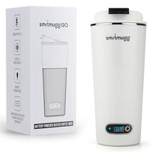 Load image into Gallery viewer, SmrtMugg GO Heated Coffee Mug, Travel Mug, 13.5 OZ. Smart Mug, Battery Powered Heated Coffee Mug, Great for Coffee and Tea, Snap on Magnetic Charging Cord, New and Improved (White)_1