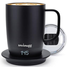 Load image into Gallery viewer, SMRTMUGG PRO 14 oz. Self-Heating Coffee Mug 4-Hour Battery Life, Adjustable Temperature Control, LCD Display, One-Touch Adjustment, Magnetic Slider Lid Keep Your Coffee Hot for Hours!, Black_1