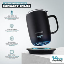 Load image into Gallery viewer, SMRTMUGG PRO 14 oz. Self-Heating Coffee Mug 4-Hour Battery Life, Adjustable Temperature Control, LCD Display, One-Touch Adjustment, Magnetic Slider Lid Keep Your Coffee Hot for Hours!, Black_43