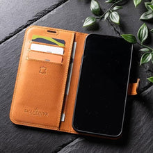 Load image into Gallery viewer, Snakehive Leather Wallet for iPhone 15 Pro Max - Real Leather Wallet Phone Case - Genuine Leather with Viewing Stand and 3 Card Holder - Flip Folio Cover with Card Slot (Plum)_7546