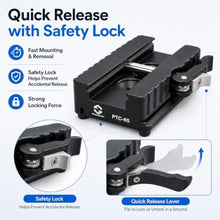 Load image into Gallery viewer, SOARSHOT PTC-65 Picatinny Arca Type Quick Release Plate, CNC Aluminum 2-in-1 Rail Clamp for Shooting Tripod Ball Heads, ARMS 17S Type Base, QD Sling Holes, 3/8"-16 Thread, Magnetic Hex Key Storage_250