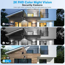 Load image into Gallery viewer, Sofiwaa Solar Security Cameras Wireless Outdoor, 2K Solar Camera Wireless for Home, Color Night Vision, PIR Motion Detection, IP66 Waterproof, Cloud Storage/SD Card, Instant Alerts,2.4GHz WiFi (Black)_1541